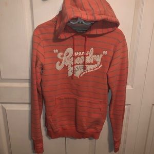 SUPERDRY Peach & Grey Striped Hoodie